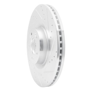 Genesis G80 Brake Rotor (1) - Front Right - R1 Concepts - Drilled & Slotted - Silver - `12-`17